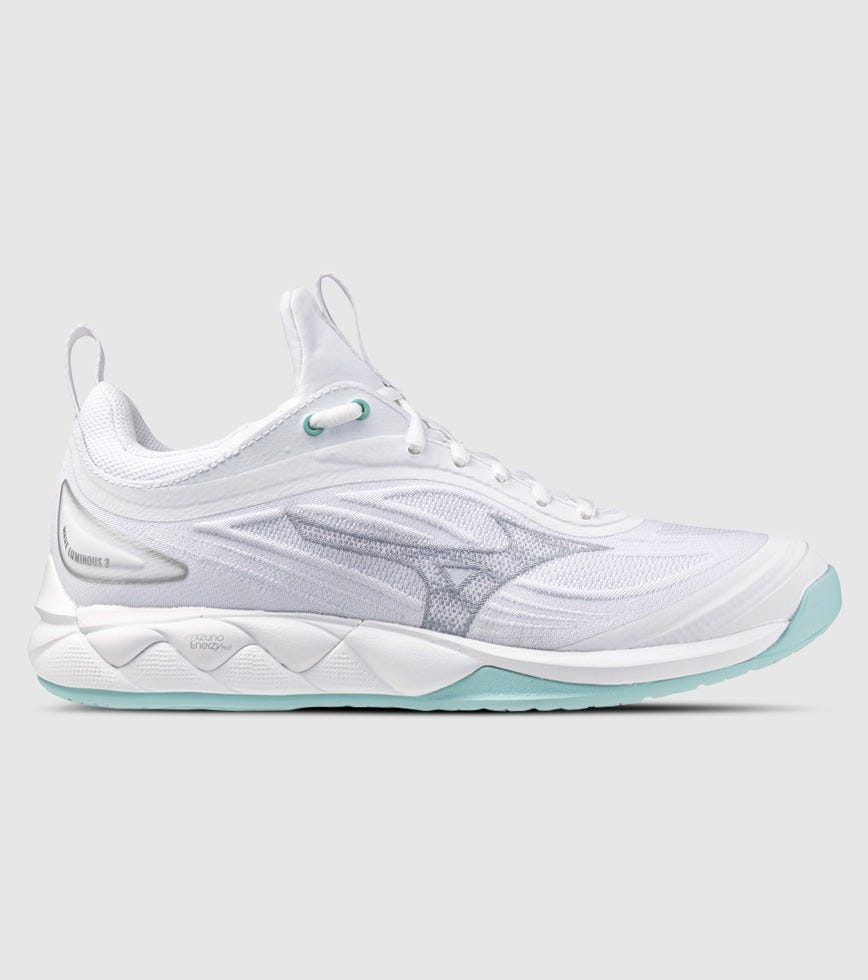 MIZUNO WAVE LUMINOUS WOMENS NETBALL SHOES (D WIDE) WHITE BLUE