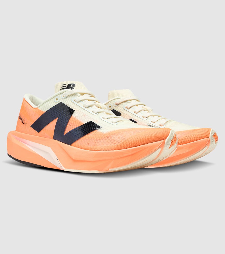 Orange New Balance X Racer Yellow On Feet NEW BALANCE REBEL V4