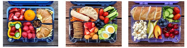 Various lunch ideas for a school box lunch