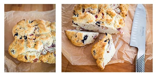 Scones cut in half