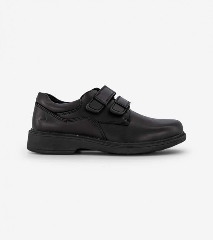 Side view of black school shoe